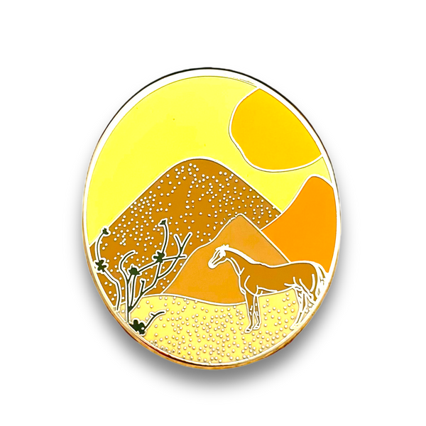 the "Mountain Horse" enamel pin