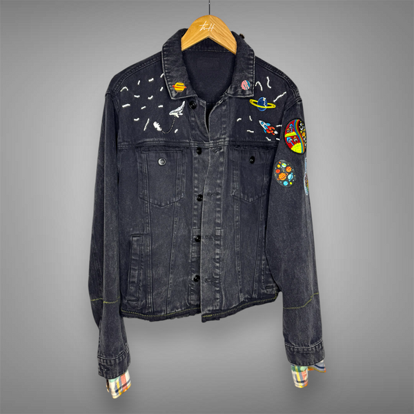 the "Black Galaxy" jean jacket (L)